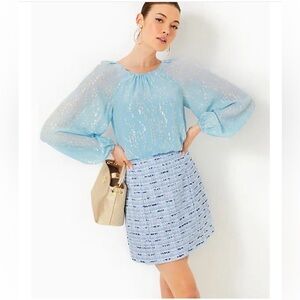 NWT Lilly Pulitzer Kels Mini Skirt Bonaire Blue Coastal Vibes Boucle